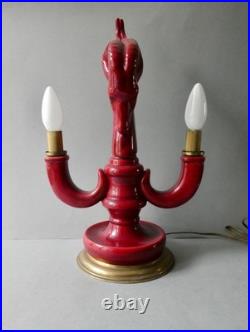 Lampe Art Deco, antilope signée de Paul Milet Sèvres Made in France, années 30