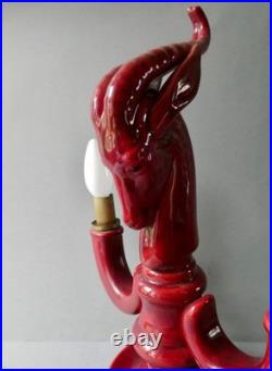 Lampe Art Deco, antilope signée de Paul Milet Sèvres Made in France, années 30