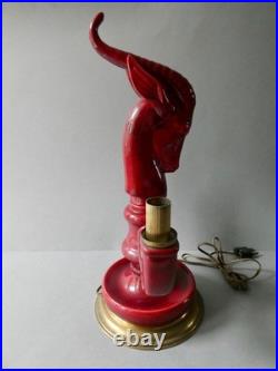 Lampe Art Deco, antilope signée de Paul Milet Sèvres Made in France, années 30