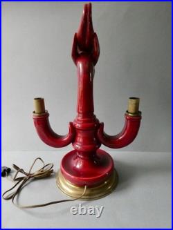 Lampe Art Deco, antilope signée de Paul Milet Sèvres Made in France, années 30