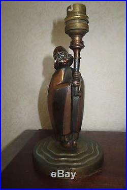 Lampe Art Deco en cuivre et bronze signée circa 1930 robj