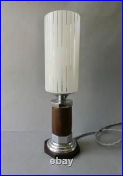 Lampe Art Deco, en métal chromé et bois Palissandre, vers 1930-40
