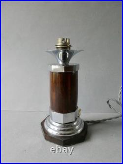Lampe Art Deco, en métal chromé et bois Palissandre, vers 1930-40