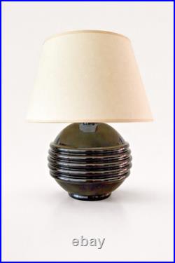 Lampe Art Déco en opaline noire -Jacques Adnet élégance des années 30