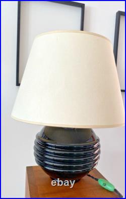 Lampe Art Déco en opaline noire -Jacques Adnet élégance des années 30