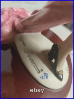 Lampe Art Déco figurative Giuseppe Armani femme années 30 abat-jour franges