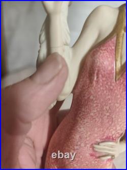 Lampe Art Déco figurative Giuseppe Armani femme années 30 abat-jour franges