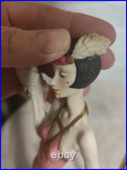 Lampe Art Déco figurative Giuseppe Armani femme années 30 abat-jour franges