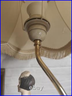 Lampe Art Déco figurative Giuseppe Armani femme années 30 abat-jour franges