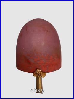 Lampe Art Deco obus en verre nuage rouge signé RETHONDES