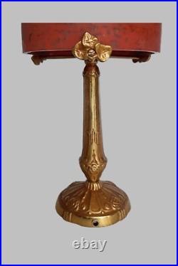 Lampe Art Deco obus en verre nuage rouge signé RETHONDES