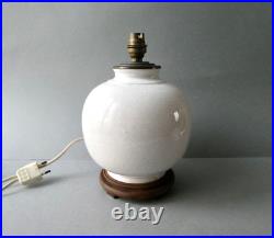Lampe Art Deco, pied boule en céramique craquelée, vers 1940-50