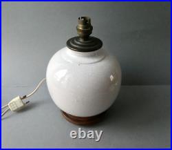 Lampe Art Deco, pied boule en céramique craquelée, vers 1940-50