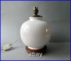 Lampe Art Deco, pied boule en céramique craquelée, vers 1940-50