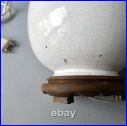 Lampe Art Deco, pied boule en céramique craquelée, vers 1940-50