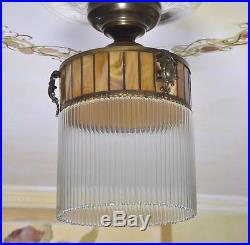 Lampe Art Suspension Deco Antique Belle De Verre Rare Ancien Plafonier Vintage