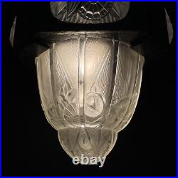 Lampe Art déco Hettier & Vincent Suspension en fer forgé noir, env. 1930