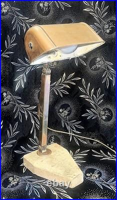 Lampe Art déco cuivre marbre, bureau usine loft, atelier