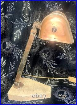 Lampe Art déco cuivre marbre, bureau usine loft, atelier