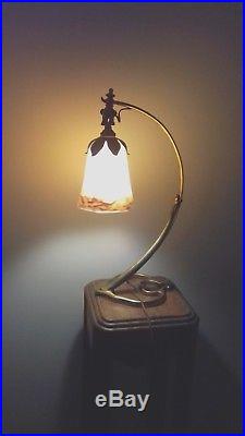Lampe Bronze Art Deco Tulipe Signee Degue French Chandelier Lamp Lustre Muller