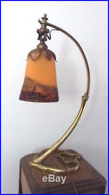 Lampe Bronze Art Deco Tulipe Signee Degue French Chandelier Lamp Lustre Muller