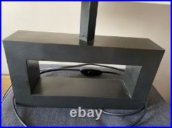 Lampe CASADISAGNE L140 Laiton patiné noir & Schintz écru Art Déco