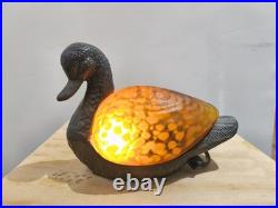 Lampe Canard Bronze Et Pate De Verre