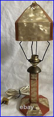 Lampe Champignon Rhodoid Bakelite Art Deco Effet Nacré Celluloïd