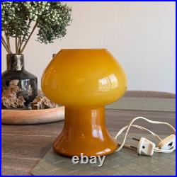 Lampe Champignon Vintage En Verre Opalin Orange Style Murano Space Age 70s