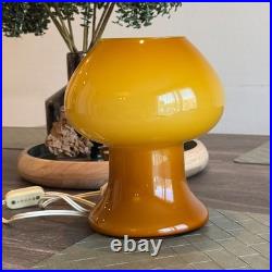Lampe Champignon Vintage En Verre Opalin Orange Style Murano Space Age 70s