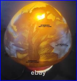 Lampe Champignon gout de Gallé 25 cm de haut, pate verre