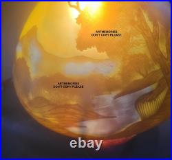 Lampe Champignon gout de Gallé 25 cm de haut, pate verre