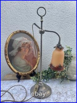 Lampe Col De Cygne de Bureau de Chevet Art Déco Tulipe Signée Cochelin France