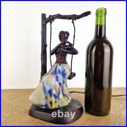 Lampe Dame à la balançoire style Art déco luminaire années 80 statue veilleuse