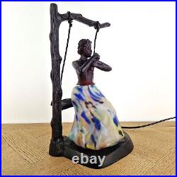 Lampe Dame à la balançoire style Art déco luminaire des années 80 veilleuse