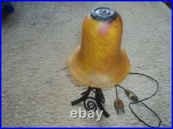 Lampe Daum Pied Fer Forge Art Deco Nouveau Pate De Verre Era Muller Galle Tulipe