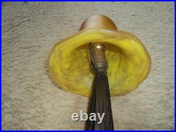 Lampe Daum Pied Fer Forge Art Deco Nouveau Pate De Verre Era Muller Galle Tulipe