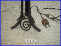 Lampe Daum Pied Fer Forge Art Deco Nouveau Pate De Verre Era Muller Galle Tulipe