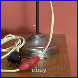 Lampe De Bureau Art-déco Col De Cygne Tulipe En Opaline Blanc