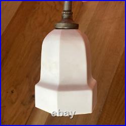 Lampe De Bureau Art-déco Col De Cygne Tulipe En Opaline Blanc