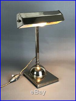 Lampe De Bureau Articulée Epoque Art Deco En Metal Chromé