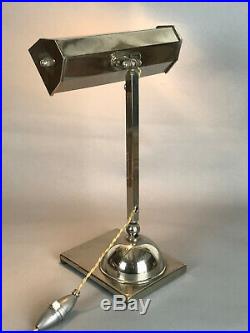 Lampe De Bureau Articulée Epoque Art Deco En Metal Chromé