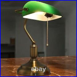 Lampe De Bureau Banquier Ancien Bronze Notaire Art Deco Opaline Verte Vintage