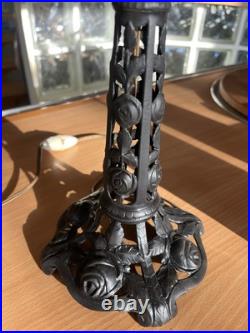Lampe De Bureau Fer Forgé Pte De Verre Obus Tulipe Art Déco