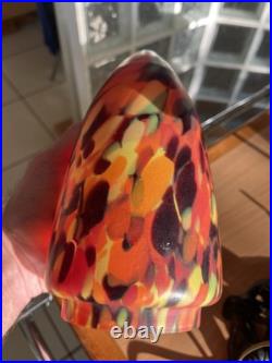 Lampe De Bureau Fer Forgé Pte De Verre Obus Tulipe Art Déco