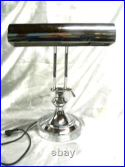 Lampe De Bureau Notaire Banquier Bronze Chrome Reglable