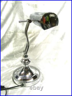 Lampe De Bureau Notaire Banquier Bronze Chrome Reglable