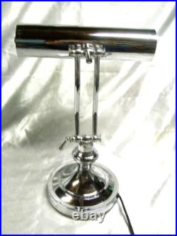 Lampe De Bureau Notaire Banquier Bronze Chrome Reglable
