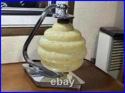 Lampe De Bureau Ou En Applique Art Deco Opaline Jaune Double Position