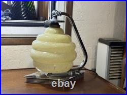 Lampe De Bureau Ou En Applique Art Deco Opaline Jaune Double Position
